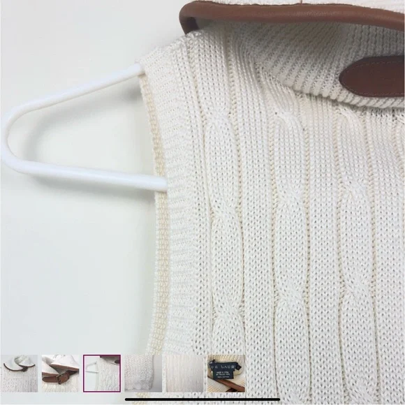 Ralph Lauren Blue Label Cream Cable Knit Turtleneck Buckle Sweater - Picture 5 of 8